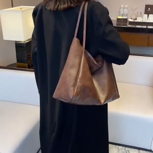 Hàng Mới Về Túi Xách Da PU Bóng Cỡ Lớn Thời Trang Thu Đông Cho Nữ CINDY