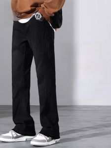 ROMON | Loose Straight Leg Mens Jeans High Street Style Casual Black Denim Spring New Romon Brand Youth Fashion Wear Resistant