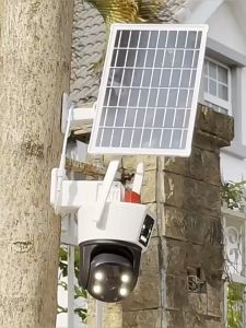 กล้องวงจรปิด โซล่าเซลล์ 2 กล้อง 4G WIFI ใส่ซิม เลนส์คู่ 4MP กล้องโซล่า 360° รวม Eseecloud APP dual lens cctv camera กล้องวงจร โซล่าเซล กล้องวงจรปิดไร้สาย