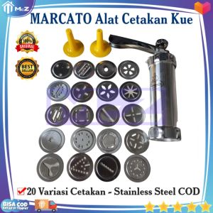 MARCATO Cetakan Kue Lengkap dengan 20 Variasi Cetakan Stainless Steel Bonus Pisau Lipat Cantik - Alat Cetak Biskuit - Cetakan Kue Kering Serbaguna - Cookie Maker - Marcato Stainless Steel - Cetakan Kue Kering Lengkap - Bisa COD