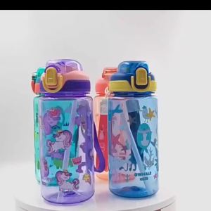 2 Cái Bình Nước Khủng Long 600ML Cho Trẻ Em Bình Tập Uống Chống Rò Rỉ Hình Hoạt Hình Dễ Thương Có Nắp Đậy Có Ống Hút Thiết Kế Nắp Nổi Bình Nước Di Động Cho Học Sinh