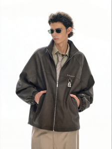 BJHG | Minimal Texture Imitation Leather Jacket