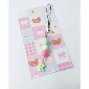 GANTUNGAN HP MOTE BULAT INISIAL HURUF ( WARNA HURUF RANDOM ) / AKSESORIS CASE HANDPHONE /  GANCI