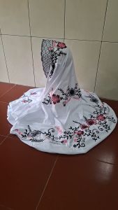 Mukena Terusan Lajuran Santri Putri Dewasa Bahan Adem Polino