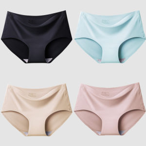 BZEL 4PCS/Set Womens Panties Seamless Female Underwear Plus Size Lingerie Breathable Silk Satin Briefs Hot Sale Cozy Underpants