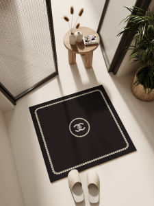 Square Bathroom Mat Black Silicon Dendroid Anti-Slip Toilet Carpet Absorbent Door Mat for Bathroom Home Modern Simple Style