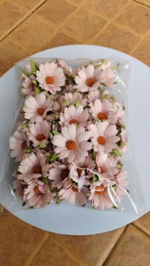 [10 ดอก / ชมพูพาสเทล] ดอกไม้กระดาษ ดอกเดซี่ สีขาว ขนาด 37 มม ดอกไม้กระดาษสา ดอกไม้ทำมงกุฎ