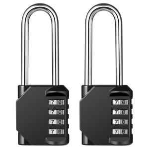 2.6 Inch Long Shackle Combination Lock 4 Digit Outdoor Waterproof Padlock for School Gym Locker Sports Locker Fence US234-105