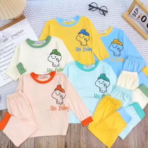 [7-29KG] Bộ Dài Tay Cho Bé Bộ Thun Lạnh Dài Tay Minly Baby Cho Bé Size Đại 0 1 2 3 4 5 6 7 Tuổi in Logo Unibaby - BDLG