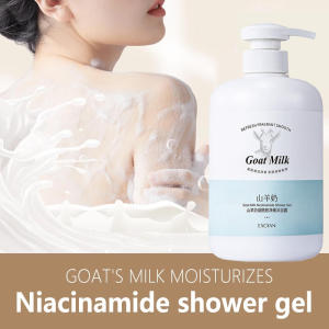 Skin Bleaching Lasting Fragrance Goat Milk Body Wash Deep Cleansing Whitening Body Wash Exfoliator Niacinamide Shower Gel