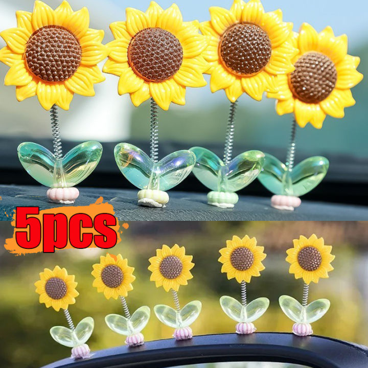 5 cái đồ trang trí Bảng điều khiển xe hơi hoa hướng dương lắc đầu dễ ...