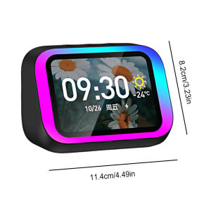 Smart Speaker Voice Assistant Portable BT Speaker with RGB Lights Home Speaker Alarm Clock Weather Display for Home
