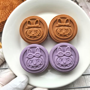 Labubu Press Style Baking Mold Kitchen Tool for Mooncake And Pastries Vegetable Cake Making Non-Stick Hand Washable ABS Material