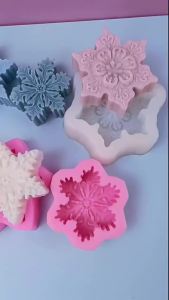 Christmas Snowflake Silicone Candle Mold DIY Soap Aroma Ornaments Crafts Making Fondant Chocolate Cake Decorating Resin Mold