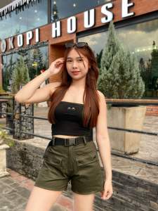 กางเกงขาสั้นพร้อมเข็มขัด แนวแคมป์ปิ้งชุดเดินป่า เอว26นิ้ว สะโพก36นิ้ว