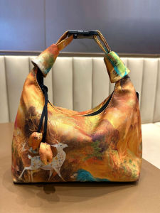 New Chinese Style Retro Drawstring Cloth Bag Handbag Mobile Phone Bag Versatile Decorative Soft Nylon Strap Polyester Lining