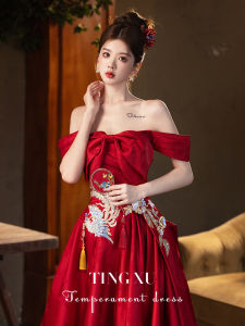 ชุดแต่งงานสไตล์จีนใหม่ 2025 ชุดราตรีสุดหรูหรา ชุดกี่เพ้า ชุดแต่งงานแบบจีนโบราณ ชุดกี่เพ้า ชุดราตรี ชุดกี่เพ้า