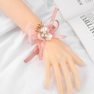 Bridesmaid Pearl Hand Tied Wedding Bracelet Simple Korean Style Sister Gang Hand Flower Wristflower Bridal Accessories