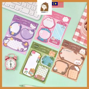 ONNI Cute Sticky Notes 60sheets Cartoon Memo Pad To Do List Daily Memo Scrapbooking School Office Stationery