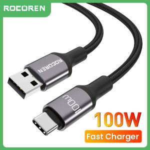 Rocoren Super Fast Charging Cable 100W USB Type C Charger Cord Quick Charge 3.0 for Huawei Samsung Xiaomi Oppo Vivo Fast Charging USBC Fast Charging Data Wire Cord