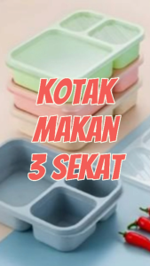 Kotak Makan Bekal Plastik 3 Sekat Food Container Microwaveable Catering Box Tempat Wadah Makanan Kedap Udara Anti Tumpah Bocor