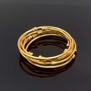 1PCS รุ่นยอดนิยม 3MM ชุบ 24K สร้อยข้อมือลูกปัดคู่สีทองกลางดูไบสุภาพสตรีเจ้าสาวจัดงานแต่งงาน