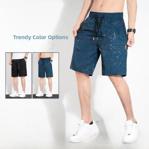 Ultra-Thin Summer Ice-Silk Casual Shorts Mens Loose Straight-Cut Five-Quarter Pants Quick-Drying Youth Active Style