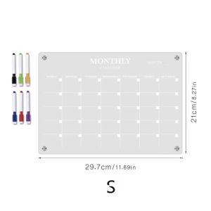 Acrylic Magnetic Monthly And Weekly Calendar for Fridge Clear Magnetic Dry Erase Memo Board for Fridge Reusable Meal Planner