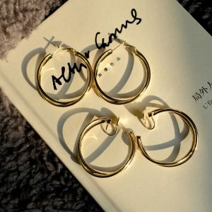 Symphony Minimalist Hong Kong Style Retro Metal Small Audience Double Layer Circle Hoop Earrings Womens Fashion Jewelry