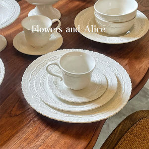 Pure White Ceramic Dinnerware Round Serving Bowls Tableware for Steak Salad Pasta Bowls Dinner Sets