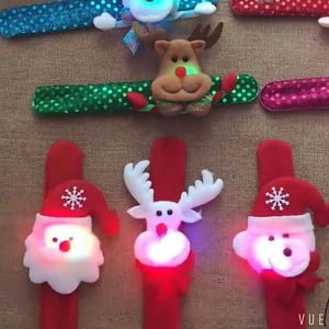 Christmas Seasonal Slap Bracelet Kids Adults Xmas Hand Accessories Snap Wrist Decoration Santa Reindeer Snowman 圣诞节拍拍圈手环