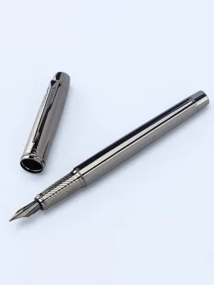 1 Pc Silver Grey High-end ธุรกิจปากกาโลหะ ปากกา Lridium Tip ขนาดกลาง 0.5 มม. สําหรับห้องเรียนโรงเรียน สํานักงาน เขียนรายวัน