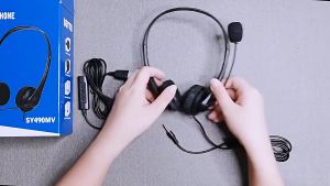 (1-3 Days Delivered)USB PC Headset head-mounted Conference Call Headset With Mic Retractable Noise Cancelling Wired Headphones 2-in-1 Detachable Plug