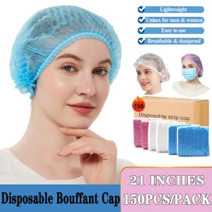 100pcs Disposable Cover Cap Disposable Hair Head Cover Cap Net Non Woven Cap Universal Size Restaurant Cap