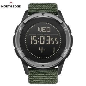 Đồng Hồ Thể Thao Kỹ Thuật Số Dành Cho Nam Giới North Edge ALPS Đồng Hồ Đeo Tay Quân Sự Chống Sốc Bằng Sợi Carbon Ngoài Trời Chống Nước 50M Với Vỏ Cao Su La Bàn Dây Đeo Silicon