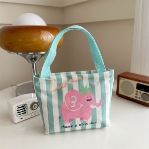 2025 New Cartoon Handbag Canvas Bag Simple Match All-Match Shoulder Bag Lunch Box Bag Women Go to Work Small Carry-On Bag
