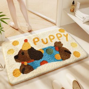 VIKAMA Cute Bear Soft Absorbent Bath Mat Non-Slip Rug Playful Door Mat for Kids Room Entrance Decor