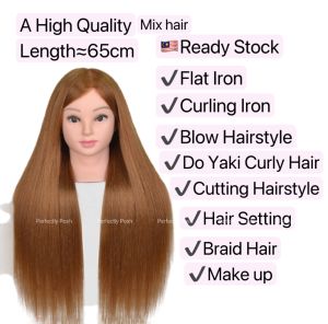 A High Quality Hair Styling Wig Practice Training Doll Human Head Salon Mannequin Hairdressing Rambut Palsu假人头公仔头