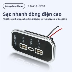 Sạc Xe Hơi 2 Cổng USB Ổ Cắm 24V 12V PD Type-C 2.1A 1A Cho Xe Máy Tự Động Xe Tải ATV Thuyền RV Bus Bộ Chuyển Đổi Nguồn Điện Ổ Cắm