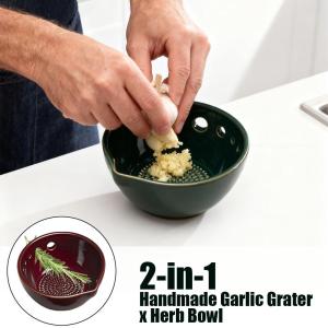 Herb Stripper Bowl with Grater - Resin Herb Stripper Tool with 5 Hole Sizes For Salads & Cooking Peeling off the Leafy Assembly