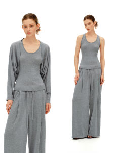 PSO Brand | Silk-Blend Embroidered Two-Piece Vintage Vest and Knit Cardigan Top