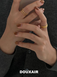 Wide Metal Ring Twisted Wave Crown Open Ring Womens Vintage Court Style Ins Stacking Versatile Classic Alloy Silver Gold Plated