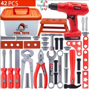 DREAMToy Anak-anak Toolbox Insinyur Simulasi Alat Perbaikan Mainan Berpura-pura Bor Listrik Kit Alat Obeng Set Kotak Mainan Bermain untuk Anak-anak