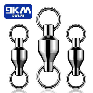 9KM 10Pcs Fishing Ball Bearing Swivel Black Heavy Duty with Solid Ring Stainless Steel Accessories Connector Tackle