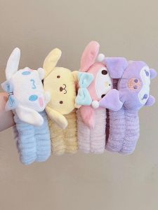 Cartoon High Elasticity Hair Ties Womens Cinnamon Dog Cute Plush Face Washing Hair Bands for Makeup And Mask Application