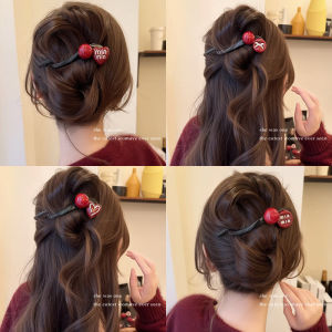 Ankela Red Twist Hair Clip Womens New 2024 Elegant One-Word Clip for Back of Head Ponytail Shark Clamp Hair Accessories