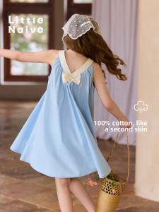 Little Naive | Summer French Style Vacation Childrens Dress With Bow