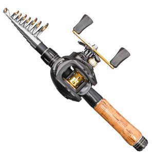 Mini Small Lure Rod Sea Fishing Rod Casting Rods Cork Handle Small Luya Telescopic and Portable 36cm Drip Wheel Spinning Reel Suit
