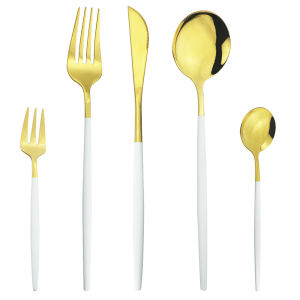 Silverware Mint Green Silver 5pcs/set Dinnerware Cutlery Knife Cake Fork Coffee Tea Spoon Stainless Steel Flatware Tableware Set