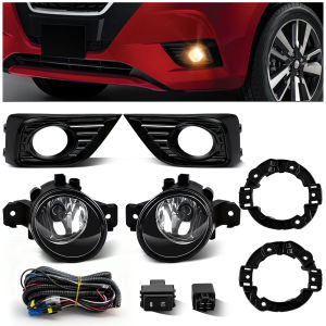 2 Đèn Sương Mù Halogen Cho Nissan March 2021-2022 Đèn Ban Ngày DRL Cản Trước Có Khung Đèn Tự Động Dây Điện Rơle Chống Nước Chống Bụi Siêu Sáng